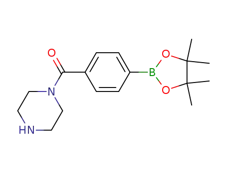 Molecular Structure of 864754-07-4 (PIPERAZIN-1-YL-[4-(4,4,5,5-TETRAMETHYL-[1,3,2]DIOXABOROLAN-2-YL)-PHENYL]-METHANONE)