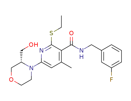 2-ethylsulfanyl-N-[(3-fluorophenyl)-methyl]-6-[(3S)-3-(hydroxymethyl)-morpholin-4-yl]-4-methyl-pyridine-3-carboxylic acid amide