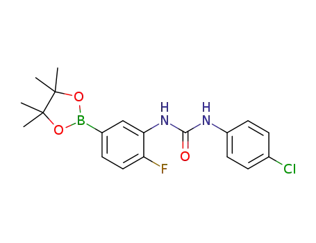 Molecular Structure of 1400220-45-2 (1-[2-fluoro-5-(4,4,5,5-tetramethyl-[1,3,2]dioxaborolan-2-yl)-phenyl]-3-(4-chlorophenyl)-urea)
