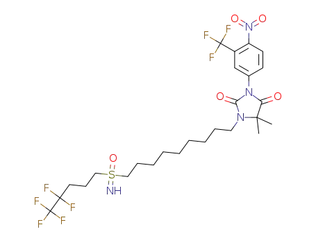 Molecular Structure of 1252643-51-8 (5,5-dimethyl-3-[4-nitro-3-(trifluoromethyl)phenyl]-1-{9-[S-(4,4,5,5,5-pentafluoropentyl)sulphonimidoyl]nonyl}imidazolidine-2,4-dione)