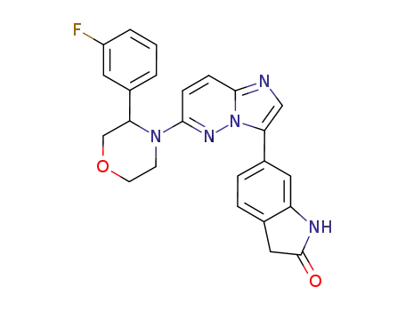 6-(6-(3-(3-fluorophenyl)morpholino)imidazo[1,2-b]pyridazin-3-yl)indolin-2-one
