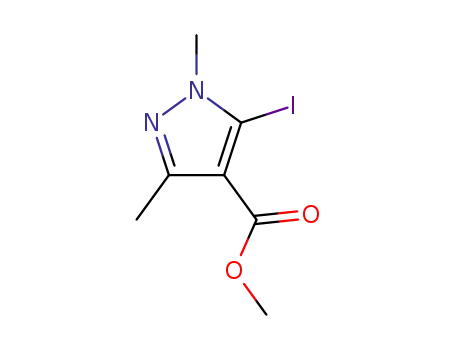 Molecular Structure of 78703-57-8 (1,3-dimethyl-5-iodopyrazole-4-carboxylic acid methyl ester)