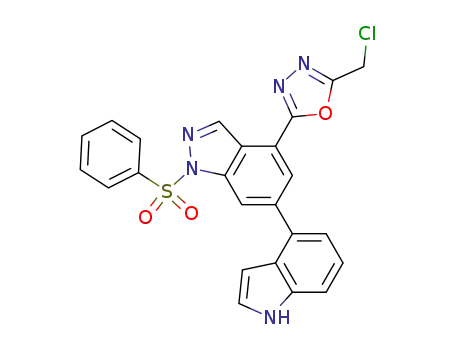 4-[5-(chloromethyl)-1,3,4-oxadiazol-2-yl]-6-(1H-indol-4-yl)-1-(phenylsulfonyl)-1H-indazole