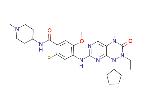 4-[(5-cyclopentyl-4-ethyl-2-methyl-3-oxo-2,4,5,7,9-pentazabicyclo[4.4.0]deca-6,8,10-trien-8-yl)amino]-2-fluoro-5-methoxy-N-(1-methyl-4-piperidyl)benzamide