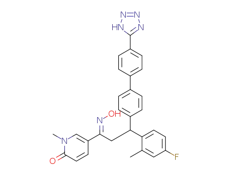 5-{3-(4-fluoro-2-methyl-phenyl)-1-[(E)-hydroxyimino]-3-[4'-(1H-tetrazol-5-yl)-biphenyl-4-yl]-propyl}-1-methyl-1H-pyridin-2-one