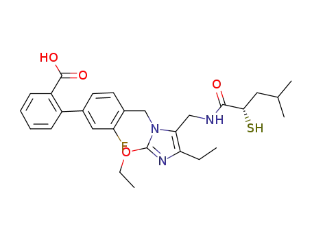 4'-[(2-エトキシ-4-エチル-5-{[(2S)-4-メチル-2-スルファニルペンタンアミド]メチル}イミダゾール-1-イル)メチル]-3'-フルオロ-[1,1'-ビフェニル]-2-カルボン酸