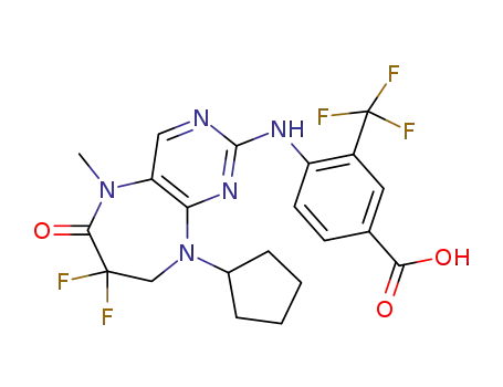 4-(9-cyclopentyl-7,7-difluoro-5-methyl-6-oxo-6,7,8,9-tetrahydro-5H-pyrimido[4,5-b][1,4]diazepin-2-ylamino)-3-trifluoromethyl-benzoic acid