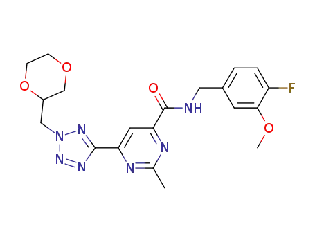 rac-6-(2-((1,4-dioxan-2-yl)methyl)-2H-tetrazol-5-yl)-N-(4-fluoro-3-methoxybenzyl)-2-methyl-pyrimidine-4-carboxamide