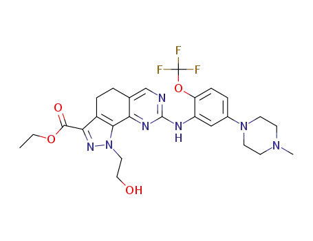 ethyl 1-(2-hydroxy-ethyl)-8-[5-(4-methyl-piperazin-1-yl)-2-trifluoromethoxy-phenylamino]-4,5-dihydro-1H-pyrazolo[4,3-h]quinazoline-3-carboxylate