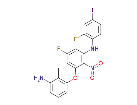 Molecular Structure of 1295567-68-8 (3-(3-amino-2-methylphenoxy)-5-fluoro-N-(2-fluoro-4-iodophenyl)-2-nitroaniline)