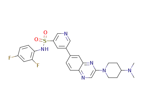 Molecular Structure of 1083321-66-7 (N-(2,4-difluorophenyl)-5-{3-[4-(dimethylamino)-1-piperidinyl]-6-quinoxalinyl}-3-pyridinesulfonamide)