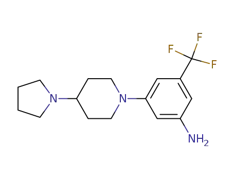 Molecular Structure of 1201593-04-5 (BenzenaMine, 3-(4-(pyrrolidin-1-yl)piperidin-1-yl)-5-(trifluoroMethyl)-)
