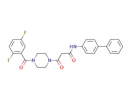Molecular Structure of 1187889-55-9 (N-Biphenyl-4-yl-3-[4-(2,5-difluoro-benzoyl)-piperazin-1-yl]-3-oxo-propionamide)
