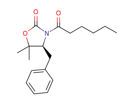 Molecular Structure of 1207362-36-4 ((S)-4-benzyl-3-hexanoyl-5,5-dimethyloxazolidin-2-one)