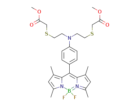 F<sub>2</sub>B(C<sub>4</sub>H(CH<sub>3</sub>)2N)2CC<sub>6</sub>H<sub>4</sub>N(CH<sub>2</sub>CH<sub>2</sub>SCH<sub>2</sub>COOCH<sub>3</sub>)2