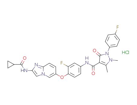 N-[4-({2-[(cyclopropylcarbonyl)amino]imidazo[1,2-a]pyridin-6-yl}oxy)-3-fluorophenyl]-2-(4-fluorophenyl)-1,5-dimethyl-3-oxo-2,3-dihydro-1H-pyrazole-4-carboxamide hydrochloride