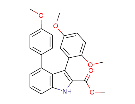 Molecular Structure of 1362861-11-7 (methyl 3-(2,5-dimethoxyphenyl)-4-(4-methoxyphenyl)-1H-indole-2-carboxylate)