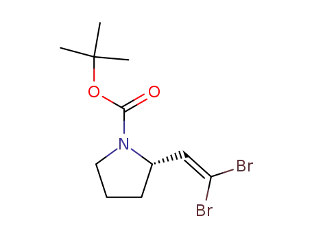 Molecular Structure of 130419-38-4 (1-Pyrrolidinecarboxylic acid, 2-(2,2-dibromoethenyl)-, 1,1-dimethylethyl
ester, (S)-)