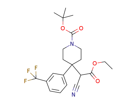 Molecular Structure of 644982-58-1 (4-Piperidineacetic acid,
a-cyano-1-[(1,1-dimethylethoxy)carbonyl]-4-[3-(trifluoromethyl)phenyl]-,
ethyl ester)