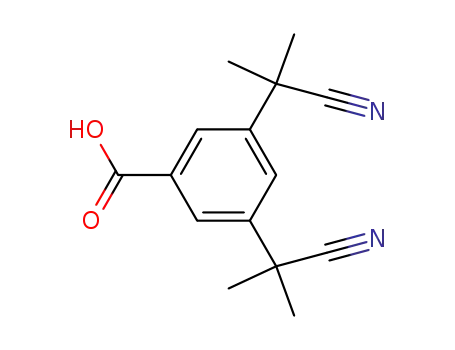 Molecular Structure of 1085181-50-5 (3,5-bis(2-cyanopropan-2-yl)benzoic acid)
