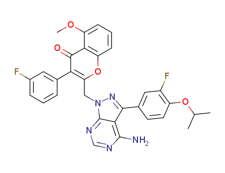 2-((4-Amino-3-(3-fluoro-4-isopropoxyphenyl)-1H-pyrazolo[3,4-d]pyrimidin-1-yl)methyl)-3-(3-fluorophenyl)-5-methoxy-4H-chromen-4-one