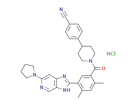 4-(1-(2,4-dimethyl-5-(6-(pyrrolidin-1-yl)-3H-imidazo[4,5-c]pyridin-2-yl)benzoyl)piperidin-4-yl)benzonitrile hydrochloride