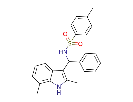 Molecular Structure of 1357175-03-1 (N-((2,7-dimethyl-1H-indol-3-yl)(phenyl)methyl)-4-methylbenzenesulfonamide)