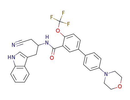 4'-morpholin-4-yl-4-trifluoromethoxy-biphenyl-3-carboxylic acid [2-cyano-1-(1H-indol-3-ylmethyl)-ethyl]-amide