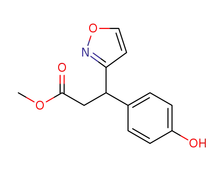 Molecular Structure of 1356600-15-1 (methyl 3-(4-hydroxyphenyl)-3-(1,2-oxazol-3-yl)propanoate)