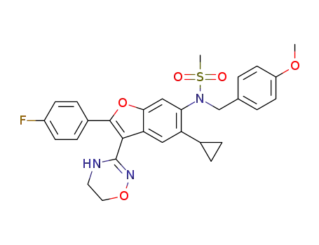 N-[5-cyclopropyl-3-(5,6-dihydro-4H-1,2,4-oxadiazin-3-yl)-2-(4-fluorophenyl)-1-benzofuran-6-yl]-N-(4-methoxybenzyl)methanesulfonamide