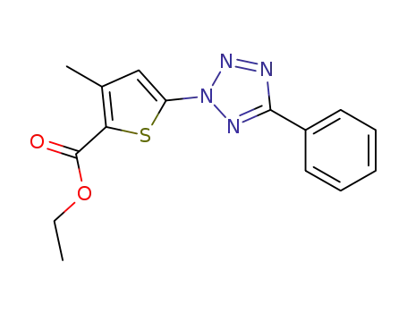 Molecular Structure of 1034981-89-9 (ethyl 3-methyl-5-(5-phenyl-2H-tetrazol-2-yl)thiophene-2-carboxylate)