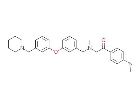 Molecular Structure of 1086400-86-3 (2-{(methyl)[3-(3-(piperidin-1-ylmethyl)phenoxy)benzyl]amino}-1-(4-methylsulfanyl-phenyl)-ethan-1-one)