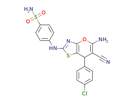 Molecular Structure of 1340446-77-6 (4-(5-amino-7-(4-chlorophenyl)-6-cyano-7H-thiazolo[4,5-b]pyran-2-ylamino)benzenesulfonamide)