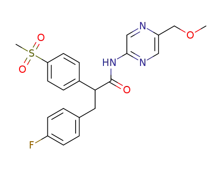 Molecular Structure of 1380645-97-5 (3-(4-Fluoro-phenyl)-2-(4-methanesulfonyl-phenyl)-N-(5-methoxymethyl-pyrazin-2-yl)-propionamide)