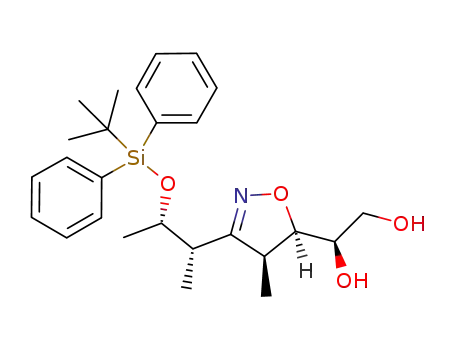 Molecular Structure of 1132970-05-8 ((R)-1-((4S,5R)-3-((2S,3S)-3-(tert-butyldiphenylsilyloxy)butan-2-yl)-4-methyl-4,5-dihydroisoxazol-5-yl)ethane-1,2-diol)