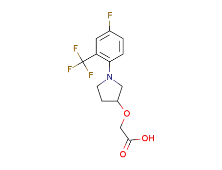 Molecular Structure of 1198180-38-9 (({1-[4-fluoro-2-(trifluoromethyl)phenyl]pyrrolidin-3-yl}oxy)acetic acid)
