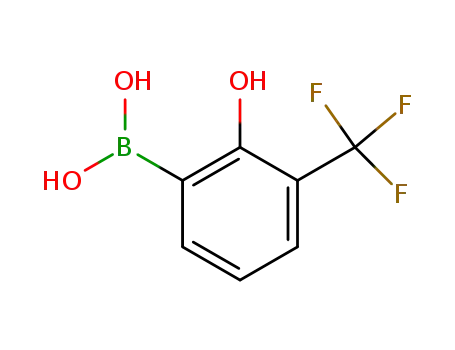 Molecular Structure of 1072944-17-2 (2-HYDROXY-3-(TRIFLUOROMETHYL)PHENYL BORONIC ACID)