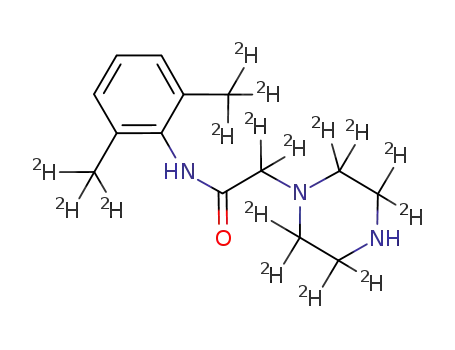 Molecular Structure of 1054624-87-1 (N-(2,6-di(d3-methyl)phenyl)-2-(d8-piperazin-1-yl)-2,2-d2-acetamide)