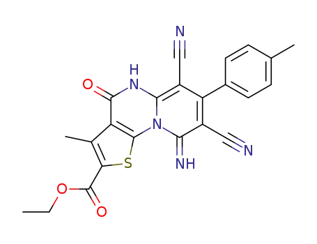 6,8-dicyano-9-imino-3-methyl-4-oxo-7-(p-tolyl)-5,9-dihydro-4H-pyrido[1,2-a]thieno[3,2-e]pyrimidine-2-carboxylic acid ethyl ester