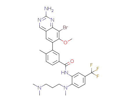 2-amino-8-bromo-6-(5-N-{2-[N-(3-dimethylaminopropyl)-N-methylamino]-5-trifluoromethylphenyl}carbamoyl-2-methylphenyl)-7-methoxyquinazoline
