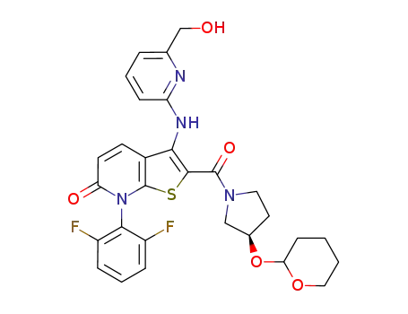 7-(2,6-difluorophenyl)-3-{[6-(hydroxymethyl)pyridin-2-yl]amino}-2-{[(3R)-3-(tetrahydro-2H-pyran-2-yloxy)pyrrolidin-1-yl]carbonyl}thieno[2,3-b]pyridin-6(7H)-one