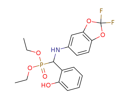 Molecular Structure of 1334047-70-9 (diethyl (2,2-difluorobenzo[d][1,3]dioxol-5-ylamino)(2-hydroxyphenyl)methylphosphonate)