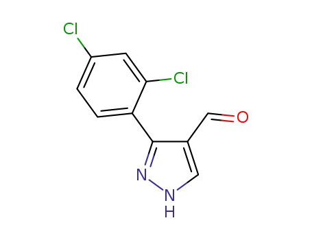 Molecular Structure of 1031794-72-5 (5-(2,4-DICHLOROPHENYL)-1H-PYRAZOLE-4-CARBALDEHYDE)