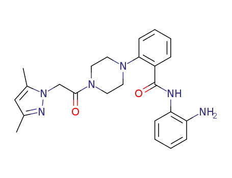 Molecular Structure of 1253382-59-0 (N-(2-amino-phenyl)-2-{4-[2-(3,5-dimethyl-pyrazol-1-yl)-acetyl]-piperazin-1-yl}-benzamide)