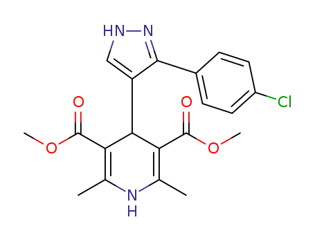 Molecular Structure of 1346239-74-4 (dimethyl 4-[3-(4-chlorophenyl)-1H-pyrazol-4-yl]-2,6-dimethyl-1,4-dihydropyridine-3,5-dicarboxylate)