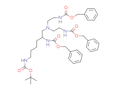Molecular Structure of 872462-43-6 ((5-benzyloxycarbonylamino-6-(bis-(2-benzyloxycarbonylaminoethyl)-amino)-hexyl)-carbamic acid tert-butyl ester)
