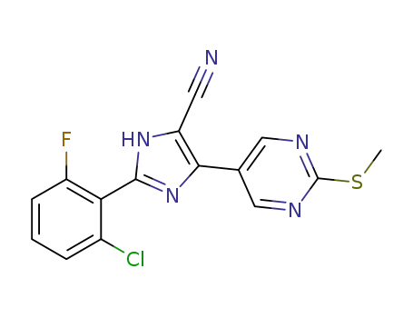 2-(2-chloro-6-fluorophenyl)-4-(2-(methylthio)pyrimidin-5-yl)-1H-imidazole-5-carbonitrile