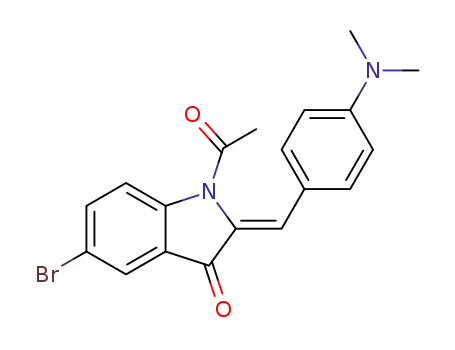 Molecular Structure of 1396341-19-7 ((Z)-2-(4-(dimethylamino)benzylidene)-1-acetyl-5-bromoindolin-3-one)