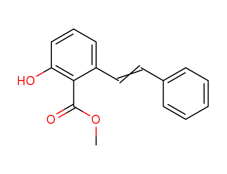 Molecular Structure of 152383-65-8 (methyl 2-hydroxy-6-[(E)-2-phenylethenyl]benzoate)