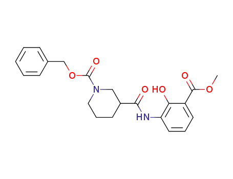 Molecular Structure of 1175529-88-0 (benzyl-3-(2-hydroxy-3-(methoxycarbonyl)phenylcarbamoyl)piperidine-1-carboxylate)